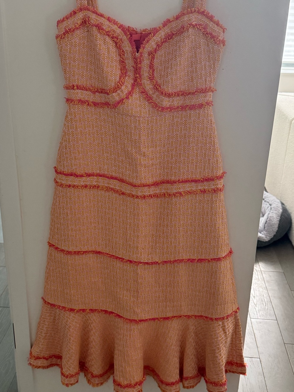 Alexis Peach and Coral Tiered Knit Midi Skirt - Picture 5 of 5